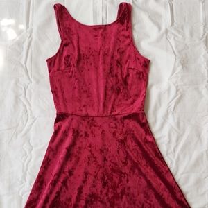 Red crushed velvet V-Back dress; size 2/S